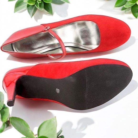 Style & Co Red Kaylee Womens Mary Janes Pumps - Picture 15 of 16